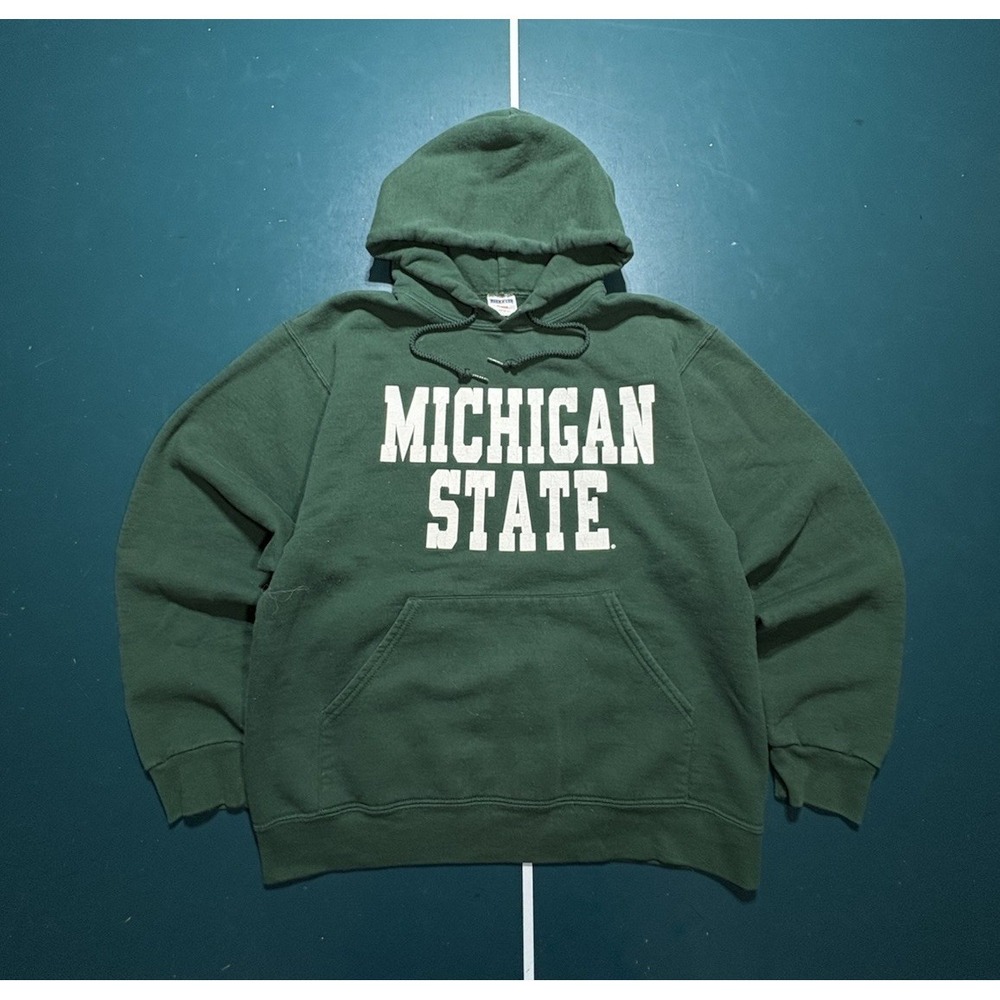 Vintage Michigan‎ State Spartans Hoodie Sweatshirt Men's Medium Green Spell Out